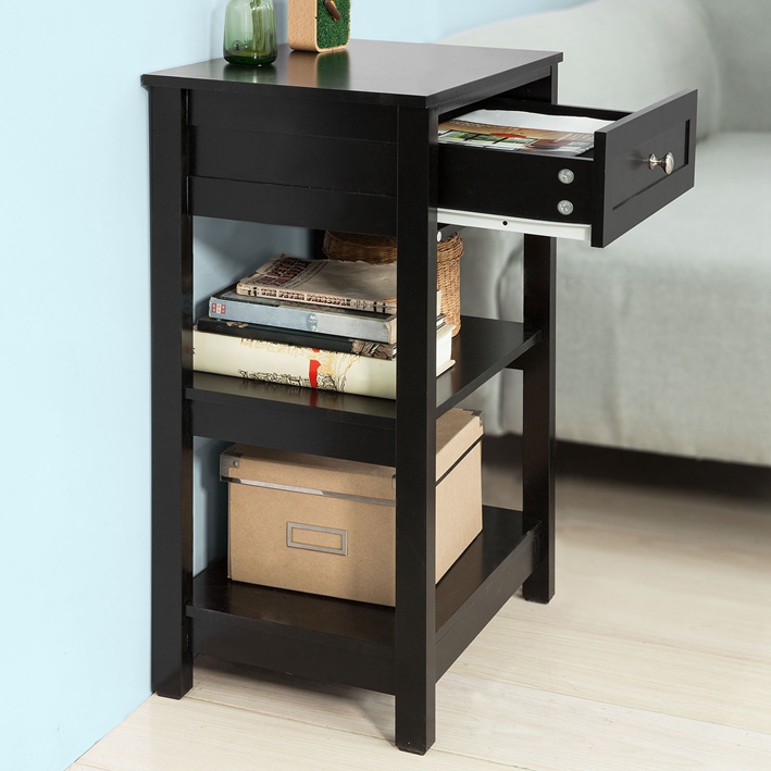 SoBuy® Beistelltisch Nachttisch Couchtisch mit einer Schublade,schwarz