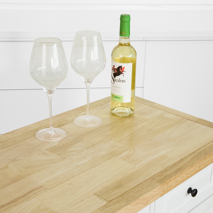 SoBuy Kücheninsel mit Arbeitsplatte Küchenwagen mit 3 Schubladen weiß