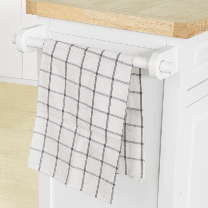 SoBuy Kücheninsel mit Arbeitsplatte Küchenwagen mit 3 Schubladen weiß