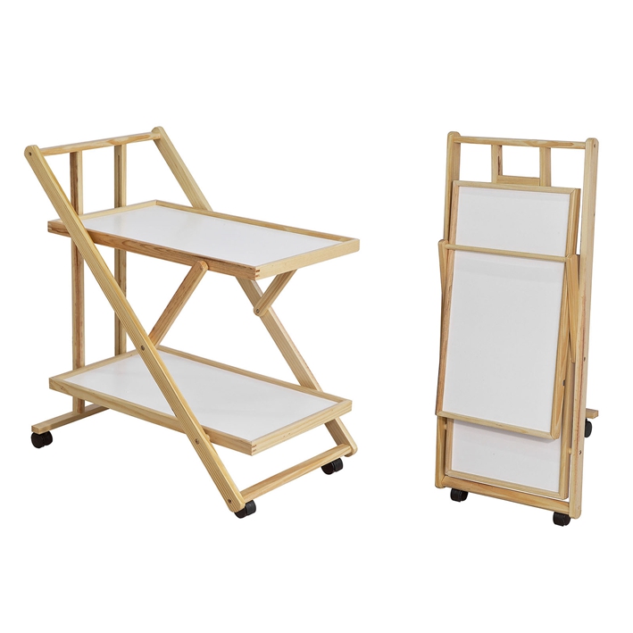 SoBuy® Folding Wood Kitchen Serving Drinking Trolley Cart on Wheels