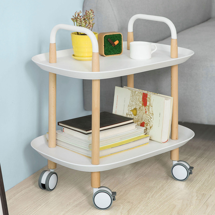 SoBuy Servierwagen Beistellwagen Rollwagen Barwagen mit 2 Ablagen FKW76