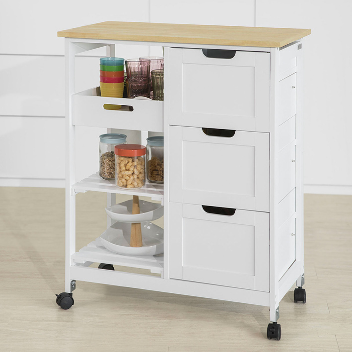 SoBuy® Kitchen Storage Trolley Cart with 3 Drawers and Removable Tray