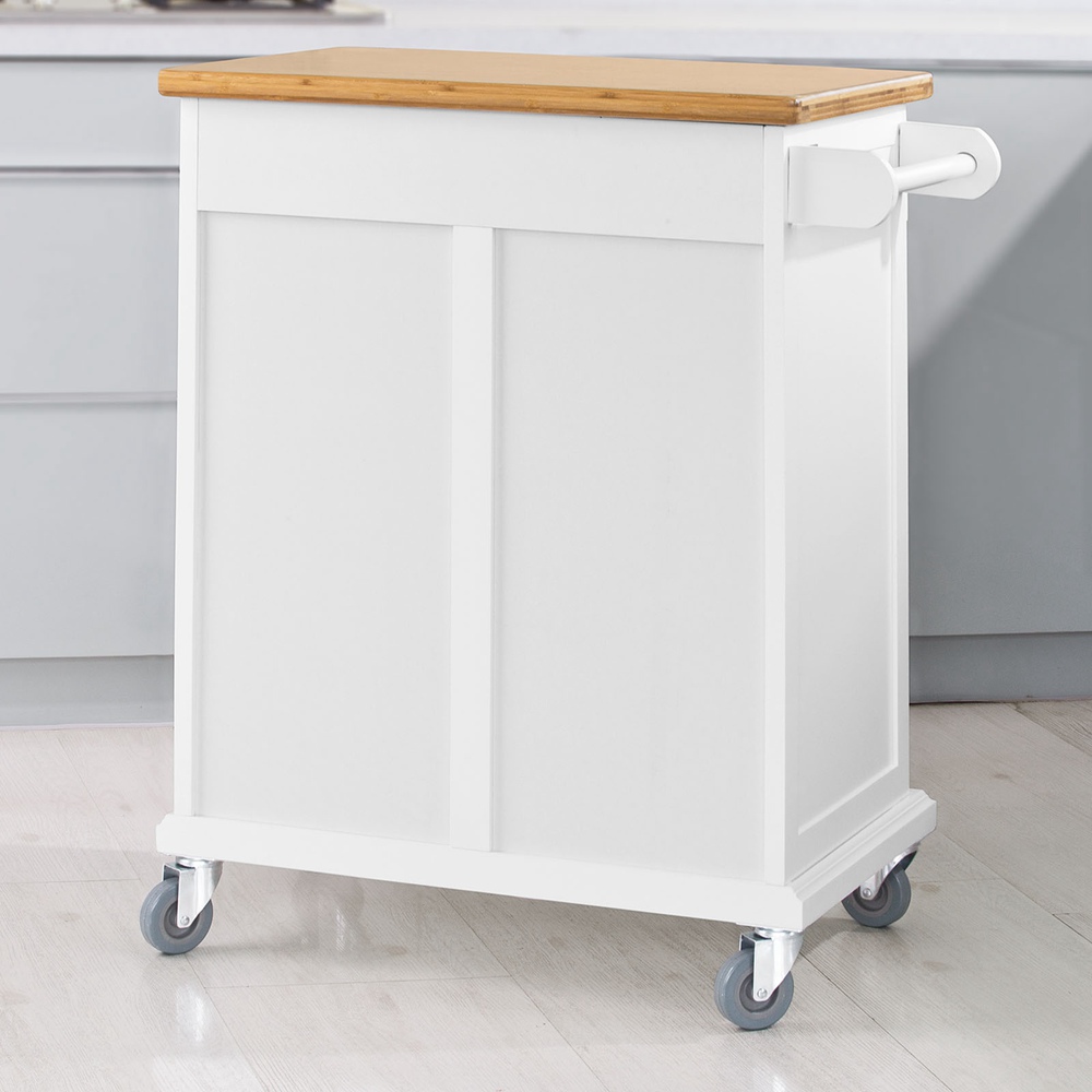 SoBuy Carrito de cocina con ruedas Carrito de servir de MDF y bambú