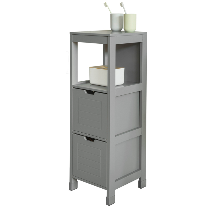 Floor Standing Bathroom Storage Cabinet Unit with 1 Shelf and 2 Drawers SoBuy/® FRG127-SG