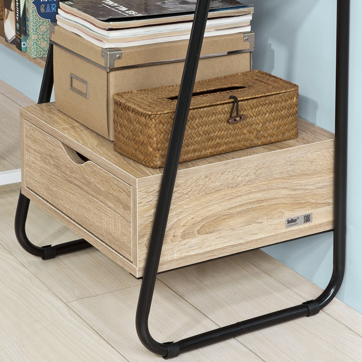 SoBuy® Bücherregal Standregal Aufbewahrungsregal Badregal mit Schublade