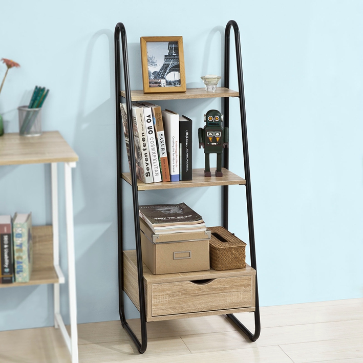 SoBuy® Bücherregal Standregal Aufbewahrungsregal Badregal mit Schublade