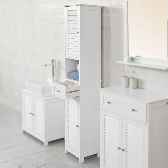 SoBuy® White Free Standing Tallboy Bathroom Storage Cupboard