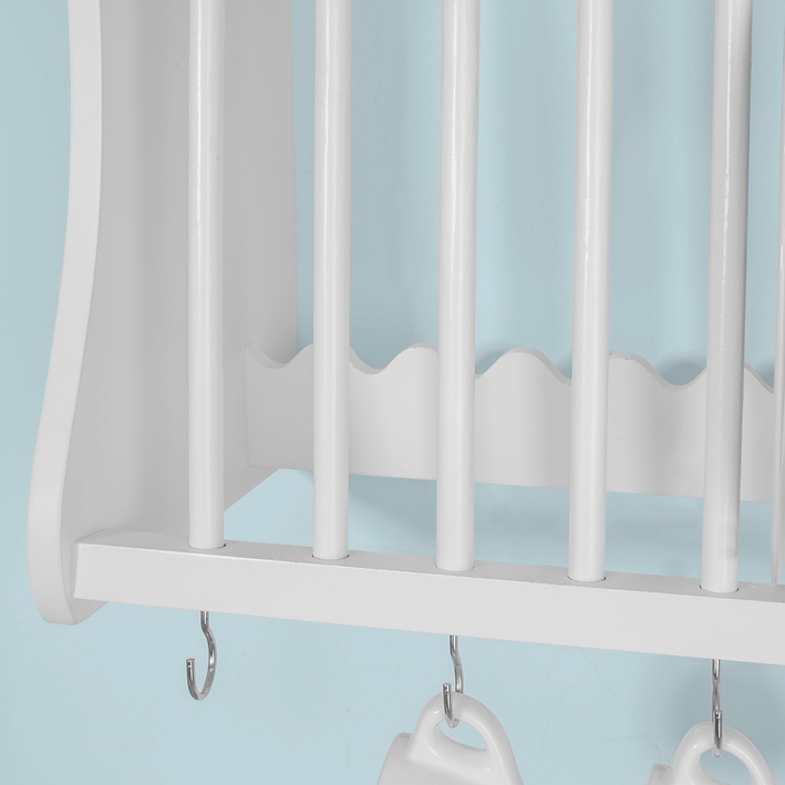 SoBuy Tellerhalter Tellerregal Wandregal mit 6 Haken Landhausmöbel weiß