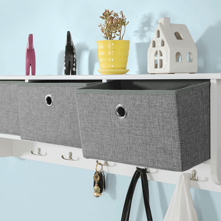 SoBuy Wandgarderobe Flurgarderobe Kleiderhaken Hängeregal mit 3 Körben