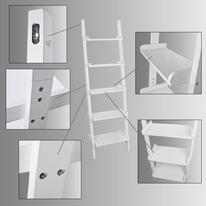 SoBuy Estantería escalera de 5 Niveles Estantería de Pared Librería