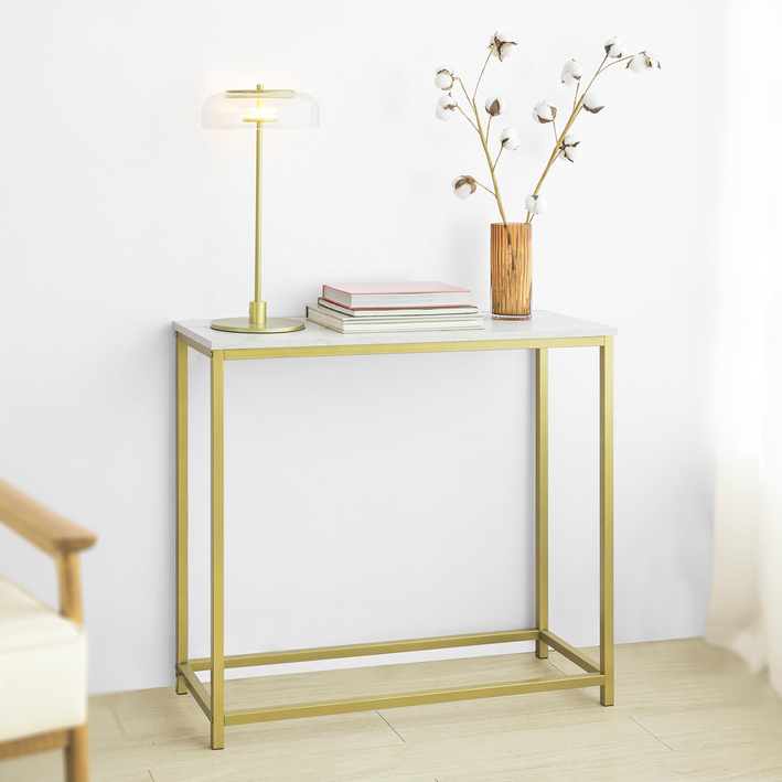 SoBuy Konsolentisch mit goldenem Metallrahmen Flurtisch Dekotisch FSB29