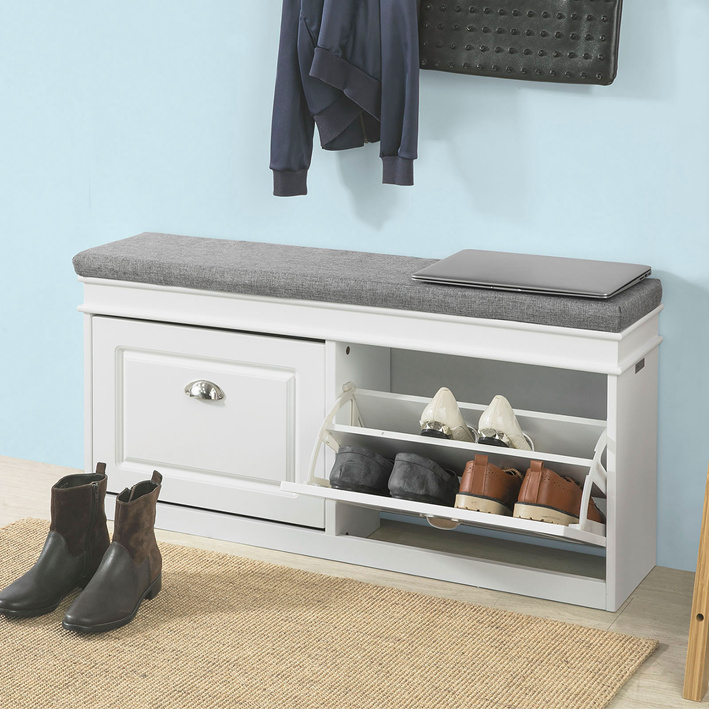 SoBuy® Hallway Shoe Storage Bench with Flipdrawer & Cushion