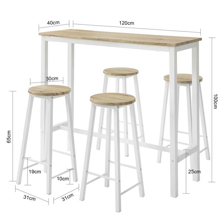 SoBuy OGT15-WN 5-teilig Bartisch Mit Stühlen